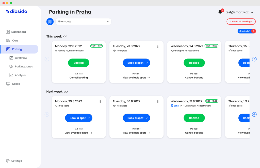 Parking booking with Dibsido