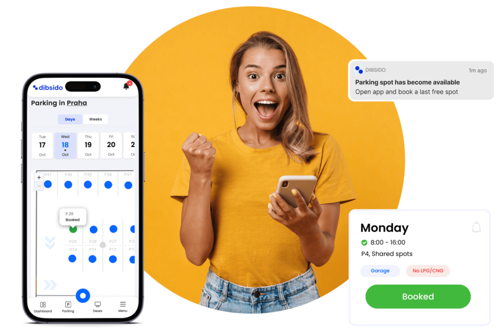 Parking booking features in Dibsido