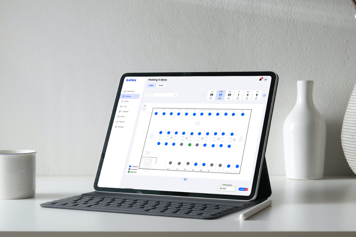 Parking booking system on tablet